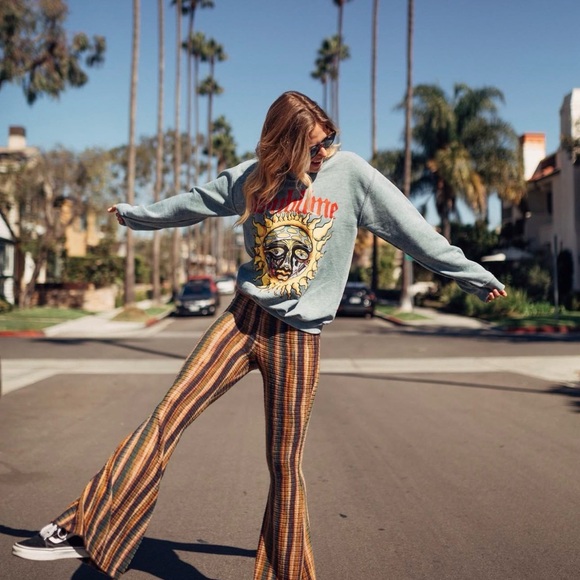 Life Clothing Company NWOT High Rise Striped Ultra Flare Stretch Pants - Picture 2 of 6